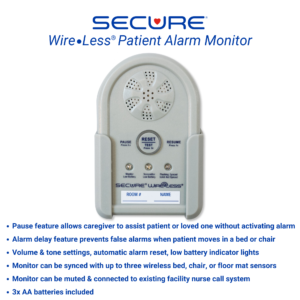The Secure Wireless Alarm Monitor helps caregivers and nurses monitor fall risk patients and loved ones.