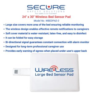 Wireless Bed Alarm Large 24x30 inch Sensor Pad for Elderly Dementia Fall and Wandering Prevention.