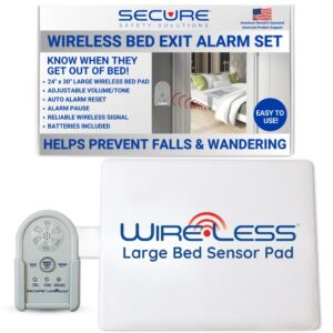 Wireless Large Bed Alarm Set for Elderly Dementia Fall and Wandering Prevention.