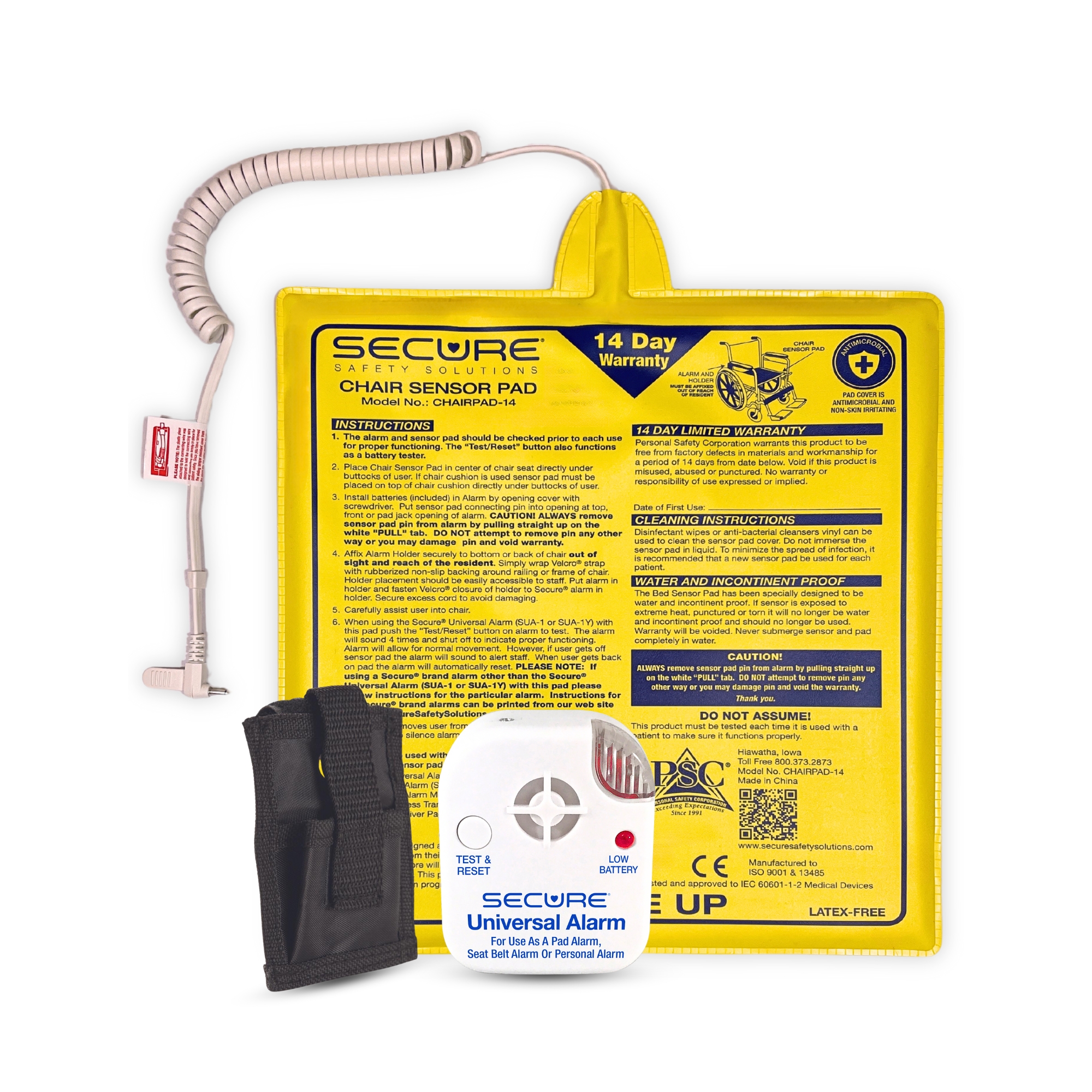 Secure® 14 Day Universal Fall Monitor Chair Alarm Set for elderly fall and wandering prevention