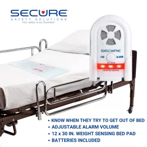 Secure SUA-120 bed exit alarm set helps caregivers and nursing staff prevent falls and wandering