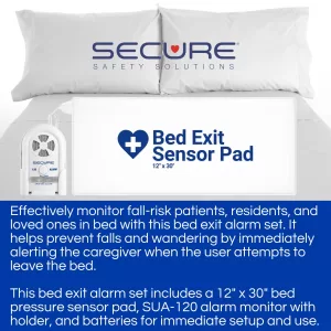 Secure SUA-120 bed exit alarm set helps caregivers and nursing staff prevent falls and wandering