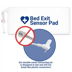 Secure bed sensor pad metal connecting pin will not break.