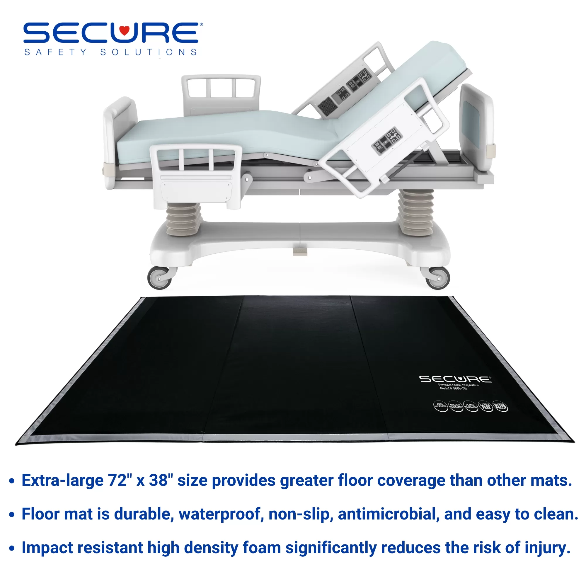 SBEV-1W Bedside Fall Safety Floor Mat with Glow Strips for elderly fall injury prevention