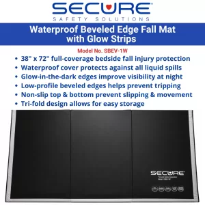 SBEV-1W Bedside Fall Safety Floor Mat with Glow Strips for elderly fall injury prevention