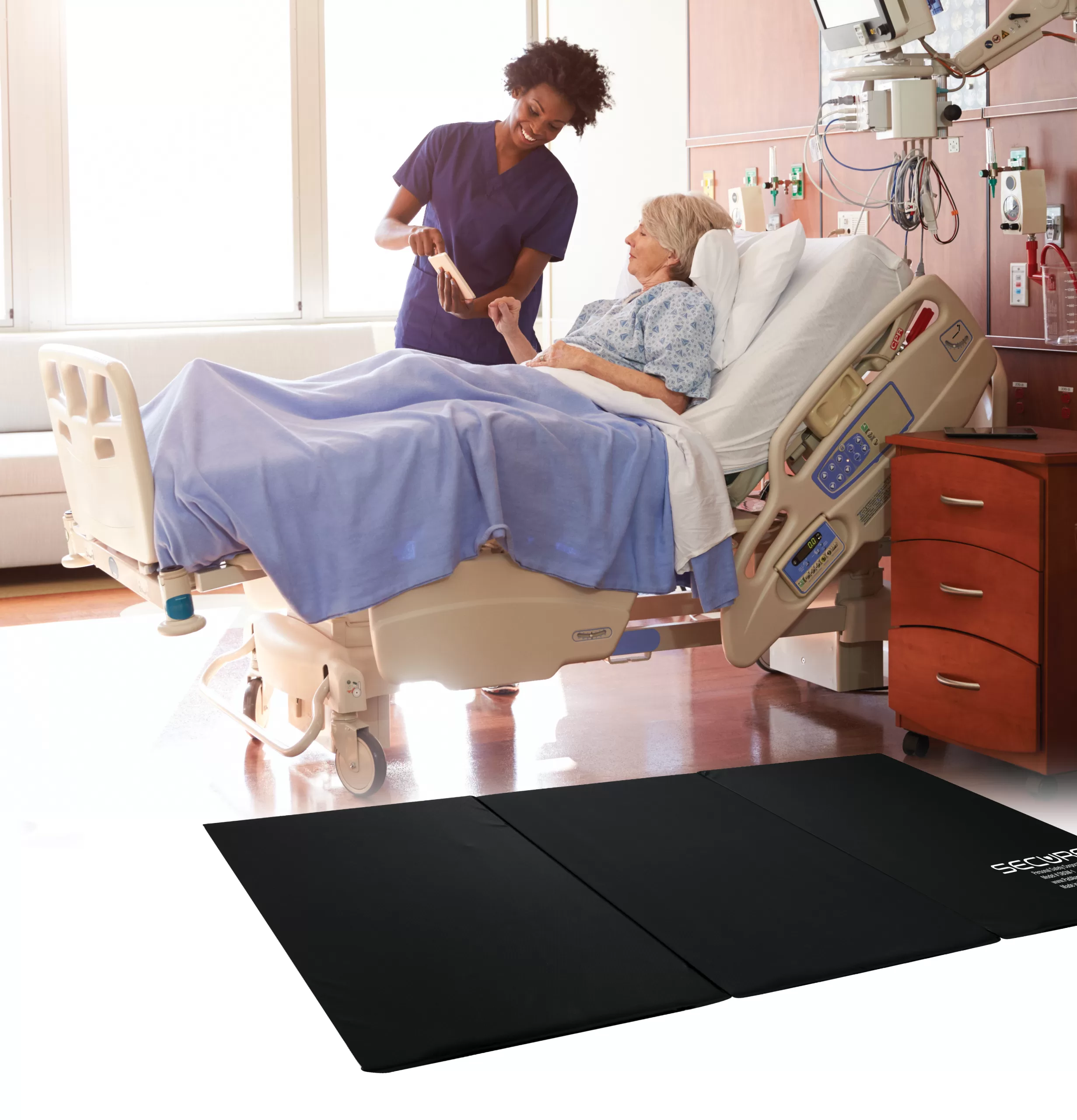 Secure® Tri-Fold Bedside Fall Safety Floor Mat for Elderly Fall Prevention