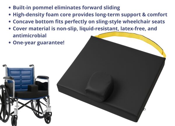 Secure SCPC-1 wedge pommel cushion with safety strap