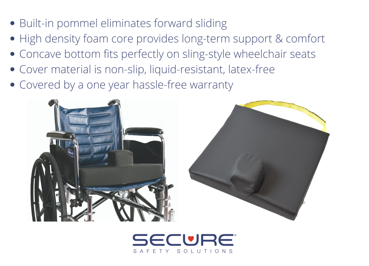 Wheelchair Pommel Cushion with Safety Straps Secure Safety Solutions