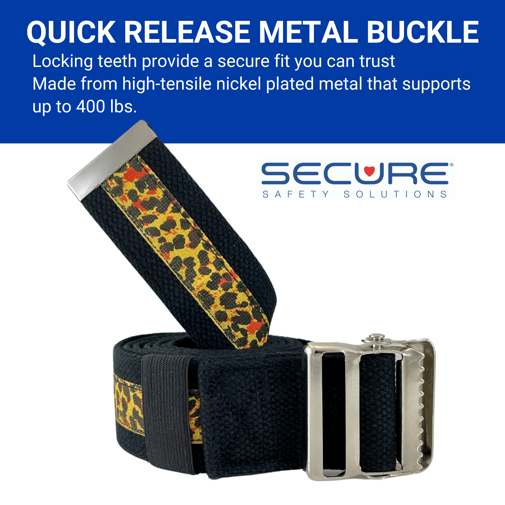 Secure® 72 in. Gait Belt with Metal Buckle - Leopard Print