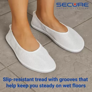 SRSS-1 Shower Shoes for elderly fall prevention. Provides traction on slick, wet surfaces.