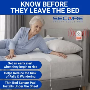 SUA-120 bed exit alarm for elderly fall and wandering prevention. Know when they leave the bed.