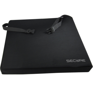 Secure Wheelchair Wedge Pommel Seat Cushion w/Safety Strap - Convex Bottom - Low Profile Pommel for Comfort & Easier Transfer