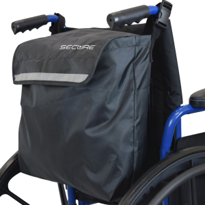 Secure® Wheelchair Backpack, Black/Reflective - Wheelchair side