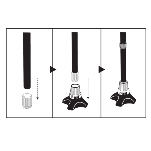 Secure® Lightweight Quad Cane Tip with Flashing LED Safety Light assembly