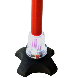 Secure® Lightweight Quad Cane Tip with Flashing LED Safety Light illuminated