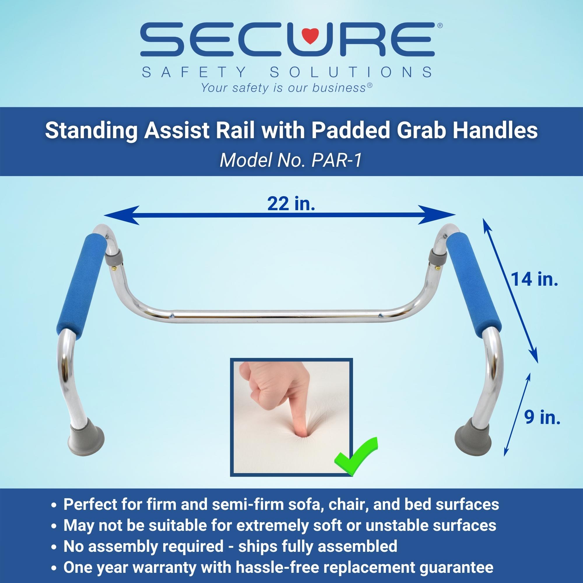 Secure Standing Assist Rail helps you get up from a chair or bed.