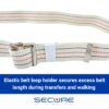 SGBM-60S 60 inch gait belt with quick-release metal buckle. The elastic belt loop holder secures excess belt length during transfers and walking.