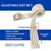 SGBM-60S 60 inch gait belt with quick-release metal buckle. The belt is easy to fasten, has a quick-release buckle, is latex-free, and has a one-year warranty.