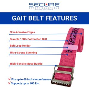 SGBM-60PL pink leopard print gait belt, 60 x 2 inches.