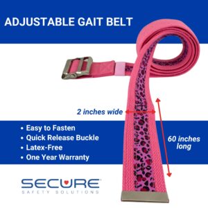 SGBM-60PL pink leopard print gait belt, 60 x 2 inches.